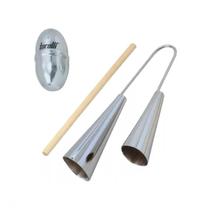 Agogô Duplo Cromado e Ganzá Ovinho 90mm Agogô Duplo Cromado e Ganzá Ovinho 90mm