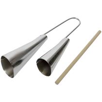 Agogô Duplo Em Metal Robusto Cromado Spanking Com Baqueta