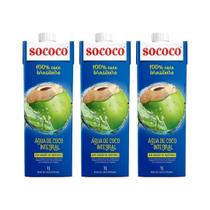 Água De Coco Natural Sococo Caixa 1L Kit com 3 Unidades