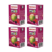 Água De Coco Sococo Sabor Frutas Vermelhas 200ml - Kit Com 4