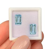 Água Marinha Azul Baguete Retangular Par 2,90ct