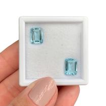 Água Marinha Azul Baguete Retangular Par 5,21ct