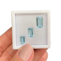 Água Marinha Azul Baguete Retangular SET 4,27ct Água Marinha Azul Baguete Retangular SET 4,27ct