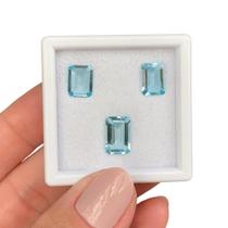 Água Marinha Azul Baguete Retangular SET 5,07ct
