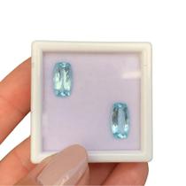 Água Marinha Azul Cushion Par 4,21ct