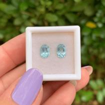 Água Marinha Azul Oval Par 1,67ct