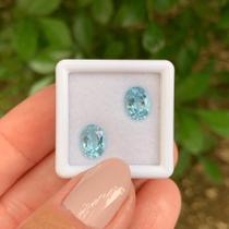 Água Marinha Azul Oval Par 2,58ct