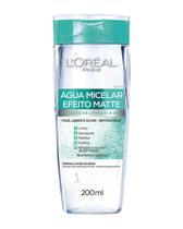 Água Micelar Demaquilante Loreal Paris Efeito Matte Solução de Limpeza 5 em 1 200ml Face Lábios e Olhos Pele Mista