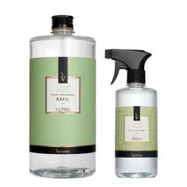 Agua Perfumada Tecidos + Refil 1 Litro Capim Limão Via Aroma
