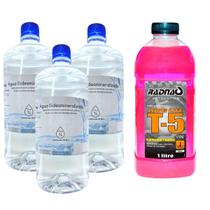 Agua Radiador + Aditivo Concentrado Radnaq T5 Rosa Kit Pronto arrefecimento