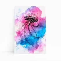 Água Viva ul E Rosa Arte Aquarela Quadro Canvas 60X40Cm Água Viva ul E Rosa Arte Aquarela Quadro Canvas 60X40Cm