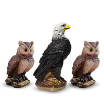 Águia Gavião Branco e Coruja Espanta Pombo e Maritaca Gesso Envernizado Kit 3 Pçs VARIAS VARIEDADES Águia Gavião Branco e Coruja Espanta Pombo e Maritaca Gesso Envernizado Kit 3 Pçs VARIAS VARIEDADES