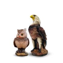 Águia Gavião Carijó e Coruja Espantalho Espanta Pombo e Maritaca Gesso Envernizado Kit 2 Peças Águia Gavião Carijó e Coruja Espantalho Espanta Pombo e Maritaca Gesso Envernizado Kit 2 Peças