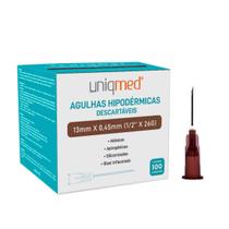 Agulha 13 x 0,45mm (26g x ½) 100un - Uniqmed