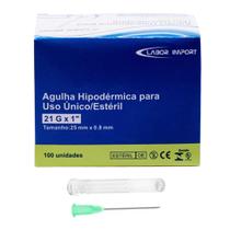 Agulha 21 G Descartável 25 x 0,8 (LABOR) - 100 Unidades