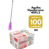 Agulha 40x1,20 18g Descartavel Esteril Hipodermica 100 Unids
