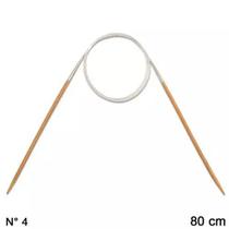 Agulha Circular de Tricô em Bambu 4,0mm - Círculo - 80cm