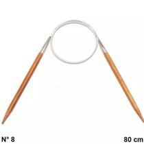 Agulha Circular de Tricô em Bambu 8,0mm - Círculo - 80cm