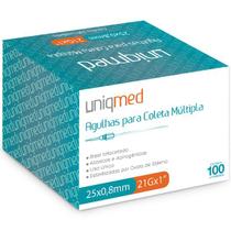 Agulha de Coleta de Sangue Multilpla 25 X 8MM 21G 100 UNID Uniqmed
