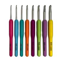 Agulha de Crochê de Alumínio com Cabo de Plástico Agulha de Crochê de Alumínio com Cabo de Plástico