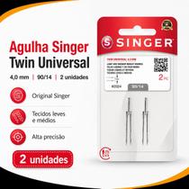 Agulha De Máquina Singer 2024 Ponta Dupla 2 Unidades 14 4mm
