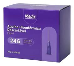 Agulha Descartável 20x0,55MM (24Gx3/4) Caixa c/100 un - Medix Agulha Descartável 20x0,55MM (24Gx3/4) Caixa c/100 un - Medix