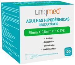 Agulha Descartável 25X0,80Mm 21G X 1 100 Un. - Uniqmed Agulha Descartável 25X0,80Mm 21G X 1 100 Un. - Uniqmed