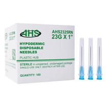 Agulha descartável para injeção 23G x 1" com tampa, 100 unidades Agulha descartável para injeção 23G x 1" com tampa, 100 unidades