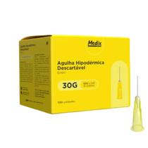 Agulha Fina Descartável Medix 13x0,30MM 30G X 1/2 Caixa com 100 Unidades
