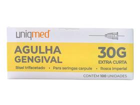 Agulha Gengival Extra Curta 30G - 0,30mm x 16mm - Uniqmed 100Und