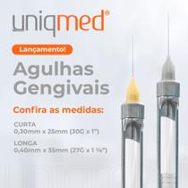 Agulha Gengival Uniqmed - Caixa com 100 unidades - Uniqmed Tamanho:EXTRA CURTA 0,30mmx16mm (30Gx5/8POL)