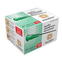 Agulha Hipodérmica Descartável 30 x 0,80mm Verde 21G CX/100UN
