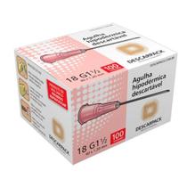 Agulha Hipodérmica Descartável 40 X 1.20mm Rosa 18G CX/100UN