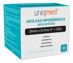 Agulha hipodermicas unique val 02/06/29 25mm x 0,7mm ipolx22g