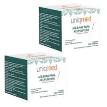 Agulha Para Acupuntura 1000Un 0,25X50Mm Kit 2Cx Uniqmed