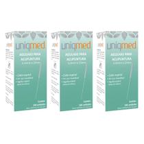 Agulha para acupuntura 100un 0,25x25mm kit 3cx uniqmed tamanho:0,25x25mm