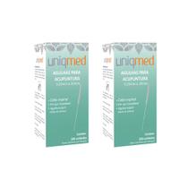 Agulha para acupuntura 100un 0,25x30mm kit 2cx uniqmed tamanho:0,25x30mm