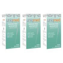Agulha para acupuntura 100un 0,25x30mm kit 3cx uniqmed tamanho:0,25x30mm