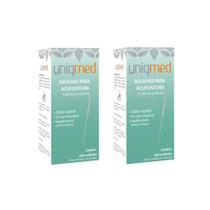 Agulha Para Acupuntura 100Un 0,25X40Mm Kit 2Cx Uniqmed