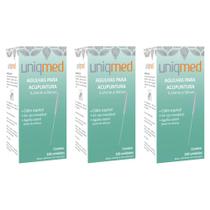 Agulha para acupuntura 100un 0,25x50mm kit 3cx uniqmed tamanho:0,25x50mm
