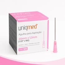 Agulha Para Aspiração 40mm X 1,2mm 18G CX 100un Uniqmed TAMANHO:40mm X 1,2mm 18G Agulha Para Aspiração 40mm X 1,2mm 18G CX 100un Uniqmed TAMANHO:40mm X 1,2mm 18G