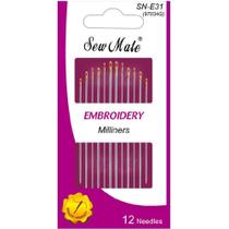 Agulha para Bordado Longas Sew Mate - 12 unidades