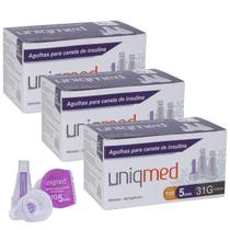 Agulha para Caneta 5mm 31g 0,25mm Uniqmed 300 Unidades