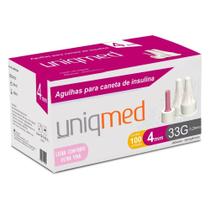 Agulha para Caneta de I nsulina 4mm 33G 0,20mm Ultra Fina c/ 100 Uniqmed