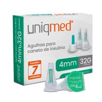 Agulha para Caneta de I nsulina 4mm x 32g com 7 Unidades Uniqmed