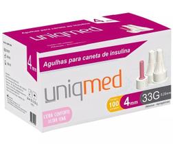 Agulha para caneta de insulina 4mm 33g 100 unidades uniqmed