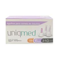 Agulha Para Caneta De Insulina 6mm 31g C/100un Uniqmed