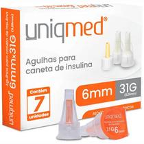 Agulha para Caneta Uniqmed 6mm 31g 0,25mm Caixa com 7 Unidades Agulha para Caneta Uniqmed 6mm 31g 0,25mm Caixa com 7 Unidades