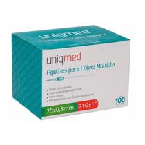 Agulha para coleta múltipla de Sangue a Vácuo 0,8x25mm 21Gx1 c/100 Uniqmed