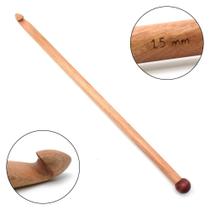 Agulha para Crochê Tunisiano de Madeira - 40cm 15mm @pragentemiuda
